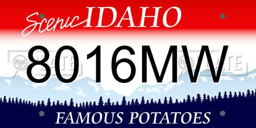 8016MW Idaho License Plate