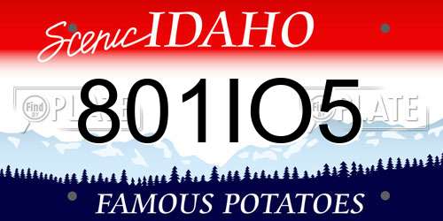 801IO5 Idaho License Plate