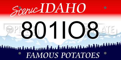 801IO8 Idaho License Plate