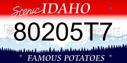 80205T7 Idaho License Plate