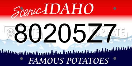 80205Z7 Idaho License Plate