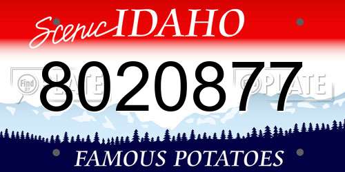 8020877 Idaho License Plate