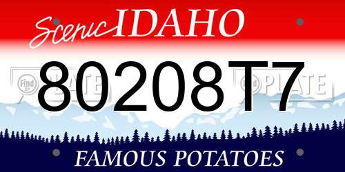 80208T7 Idaho License Plate