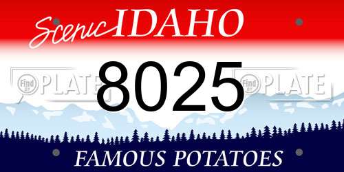 8025 Idaho License Plate