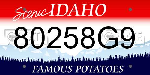 80258G9 Idaho License Plate