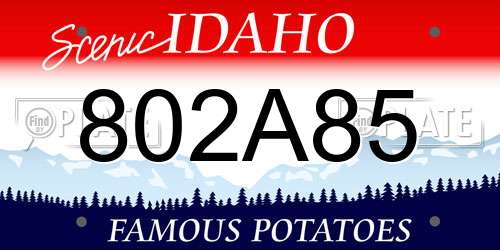 802A85 Idaho License Plate