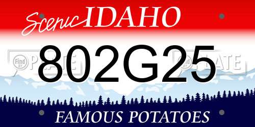 802G25 Idaho License Plate