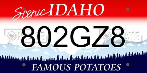 802GZ8 Idaho License Plate