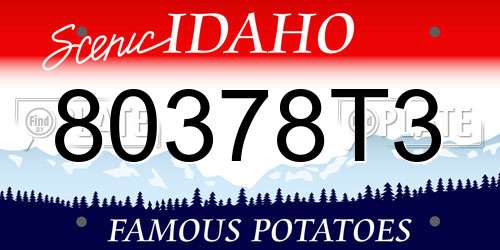 80378T3 Idaho License Plate