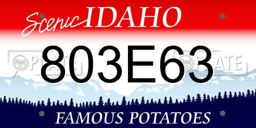 803E63 Idaho License Plate