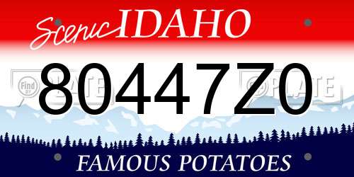 80447Z0 Idaho License Plate
