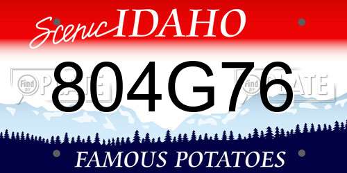 804G76 Idaho License Plate