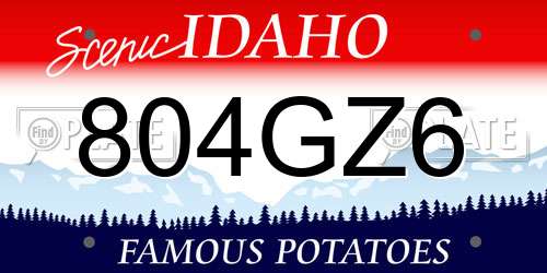 804GZ6 Idaho License Plate