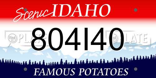804I40 Idaho License Plate
