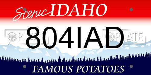 804IAD Idaho License Plate