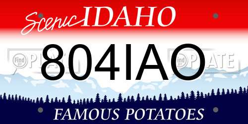 804IAO Idaho License Plate