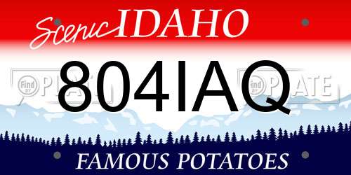 804IAQ Idaho License Plate