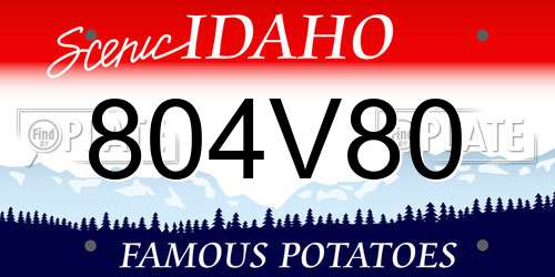 804V80 Idaho License Plate