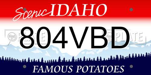 804VBD Idaho License Plate