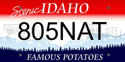 805NAT Idaho License Plate