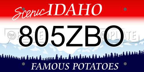 805ZBO Idaho License Plate