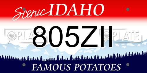 805ZII Idaho License Plate