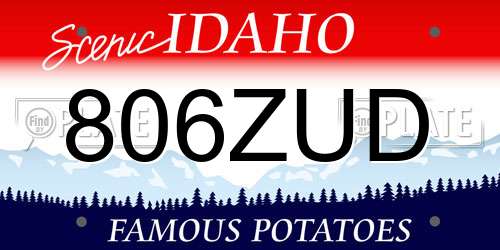 806ZUD Idaho License Plate