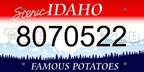 8070522 Idaho License Plate