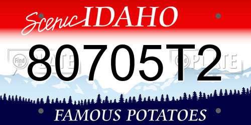 80705T2 Idaho License Plate
