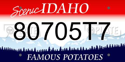 80705T7 Idaho License Plate