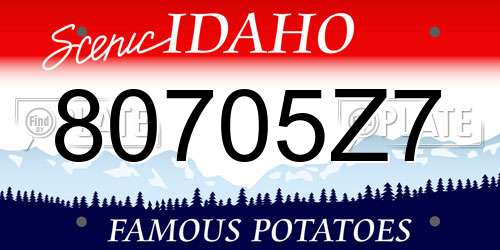 80705Z7 Idaho License Plate