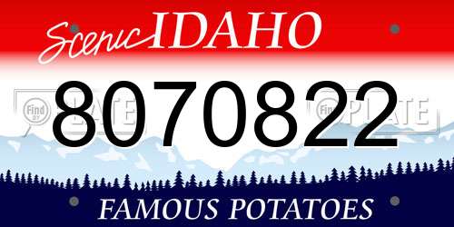 8070822 Idaho License Plate