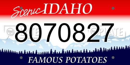 8070827 Idaho License Plate