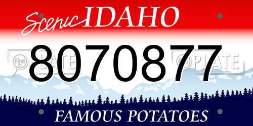 8070877 Idaho License Plate
