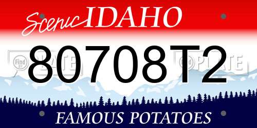 80708T2 Idaho License Plate
