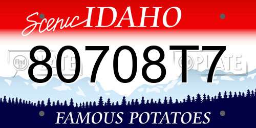 80708T7 Idaho License Plate