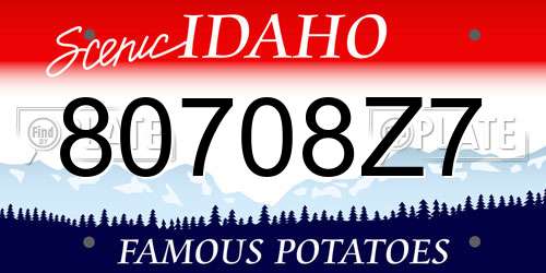 80708Z7 Idaho License Plate