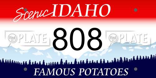 808 Idaho License Plate