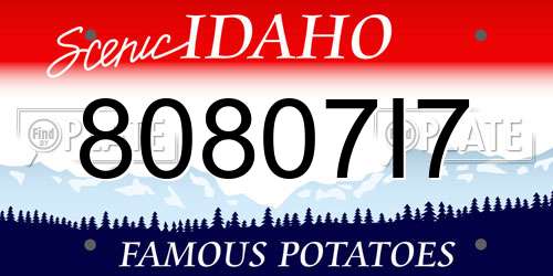 80807I7 Idaho License Plate