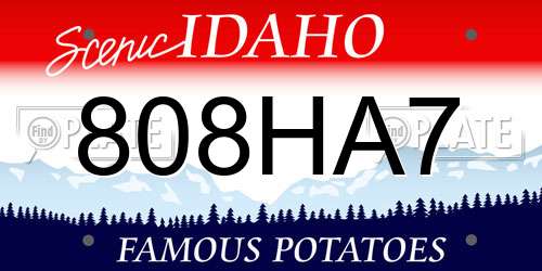 808HA7 Idaho License Plate