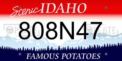 808N47 Idaho License Plate