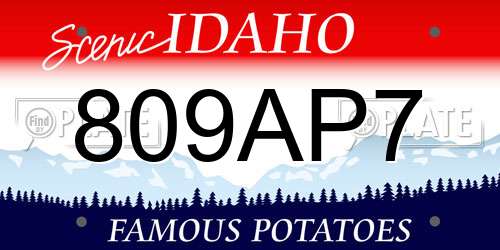 809AP7 Idaho License Plate