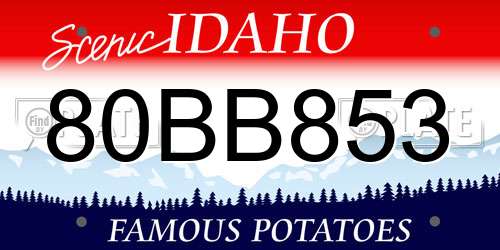 80BB853 Idaho License Plate