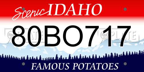 80BO717 Idaho License Plate