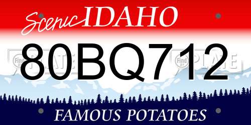 80BQ712 Idaho License Plate