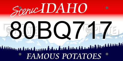 80BQ717 Idaho License Plate