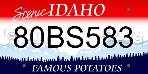 80BS583 Idaho License Plate