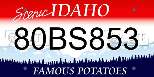 80BS853 Idaho License Plate