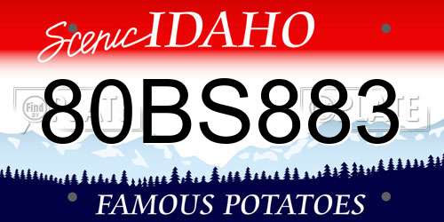 80BS883 Idaho License Plate