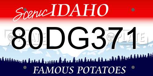 80DG371 Idaho License Plate